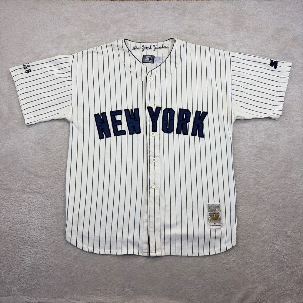 Vintage New York Yankees Jersey Mens XL White MLB Baseball Cooperstown Starter